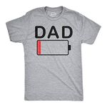 Mens Dad Battery Low Funny Sarcastic Graphic Tired Parenting Fathers Day T Shirt Mens Funny T Shirts Dad Joke T Shirt for Men Novelty Tees for Men Light Grey M