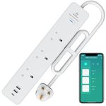 ANTELA Smart Power Strip Energy Monitoring, Smart Wifi Extension Lead with 3 Outlets+3 USB Ports (2 USB A+1 USB C), Work with Alexa, Google Home, Voice Control, Smart Life App, 1.5M, 2.4GHz, 13A