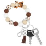 Tyqour Cute Cow Keyring Wristlet Keychain Silicone Keychain Wristlet Key Bracelet Cow Gifts for Women Girls