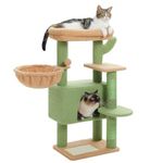 PAWZ Road Cactus Cat Tree Tower for Indoor Cats, [34.6''=88CM] Cat Climbing Tree with Large Hammock and Scratching Post, Cat Activity Tree with Top Removable Bed,Green