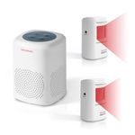 S SELDORAUK Motion Sensor, PIR Dog Barking Alarm Chime Alert Doorbell Guard Wireless Infrared Detect Deceive Wall Mounted for Home Security Indoor Outdoor Range 1000ft 110dB (1Receiver+2Detectors)