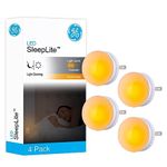 GE SleepLite LED Night Light, 4 Pack, Melatonin, Dusk-to-Dawn Sensor, Natural Sleep Aid, Warm Amber, Compact, Ideal for Bedroom, Nursery, Bathroom, Hallway, 45041, 4 Count