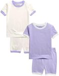 VAENAIT BABY Kids Junior Pajama Cotton Summer Short Sleepwear Pjs 4pcs Set Macaron Creampurple+Purple 2XL