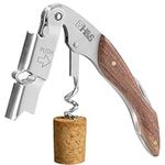 H&S Waiters Corkscrew Wine Bottle Opener Professional Stainless Steel Wood Handle Foil Cutter (Wood2)