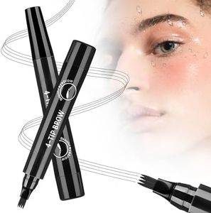 Microblading Eyebrow Pencils for Women, 2025 Upgraded Waterproof Four-tip Beard and Eyebrow Pen, Long Lasting Natural Brow Pencil with Hair Like Strokes (Black)
