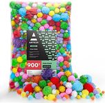 ARTEZA Pom-Poms, 900 Pieces, Assorted Colors and Sizes, Craft Supplies and Materials for Sewing Projects, and DIY Crafts