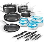 Granitestone 26 Pc Pots and Pan Set with Sharp Nutribade Knife Set + Stretch & Fresh Storage Containers, Non Stick Cookware Set, Pots and Pans Set, Pot Set, Dishwasher Safe, 100% PFOA Free