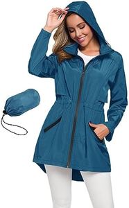 Avoogue Travel Rain Jacket Women'S Raincoat With Hood Waterproof Wind Jacket Womens Lightweight Blue S
