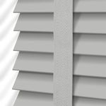 Ev Dekor Grey Faux Wood Wooden PVC Window Venetian Blind/Blinds - Easy Fit Child Safe Trimmable Shutters - 50MM Slats with Matching Facia (Grey, Width: 114cm / Length: 150cm)