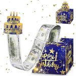 Money Box for Cash Gift, Surprise Gift Box with 30pcs Transparent Bags, Cash Box Novelty Birthday Gifts for Friends, Family (Blue)