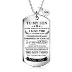 To my Son Dog Tag Necklace from dad best wish To my son never forget how.love dad Pendant Necklace,Inspirational Gifts For son and men Military Jewelry, White