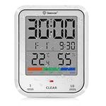 Geevon Digital Bathroom Clock, Waterproof Shower Timer with Large Touch Screen, Battery Operated Bathroom Wall Clock with Temperature & Humidity Display - Suction Cup/Hanging Hole/Stand (White)