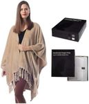 Travel Wrap for Women, Fleece Travel Scarf for Women Airplane, Lightweigh and Warm Travel Shawl with Fringes, this Travel Blanket Scarf Makes a Great Gift for Mom - Beige