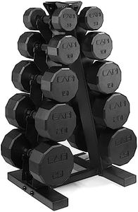 CAP Barbell 150 LB Coated 12-Sided Black Handle Dumbbell Weight Set with Vertical Rack