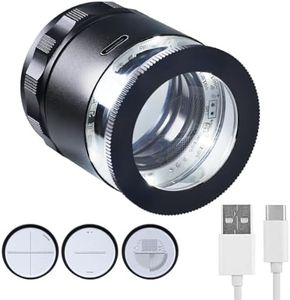 10X Rechargeable Jewelers Loupe with LED Lights and 3 Reticle Scales, 25 mm Field of View, Adjustable Focal Length Loupe Magnifier Jewelry Magnifying Glass for Gems, Coins, Watch, Stamps, Plants