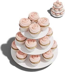 BLISSUR Cupcake Stand Tower, 2 Pack, White, 3 Tiered, Cup Cake Stand Cardboard Dessert Holder for Parties (White)