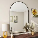 BEAUTYPEAK 26"x38" Arch Bathroom Mirror, Wall Mounted Mirror, Black Vanity Wall Mirror w/Metal Frame for Bedroom, Entryway, Living Room