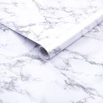 Arthome Marble Paper,90cmx305cm Self Adhesive Wallpaper Waterproof Gloss PVC Vinyl, Oil Proof,White/Gray Granite Paper,Marble Vinyl Paper for Furniture Cover Surface,Countertop,Kitchen,Shelf Liner