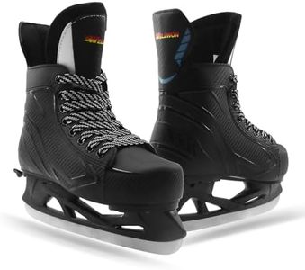 WELLWON Adjustable Ice Hockey Skates for Outdoor and Rink, Recreational Ice Skates, Fitness Hockey Skates Fun Ice Skating Shoes with Soft Padding and Reinforced Ankle Support