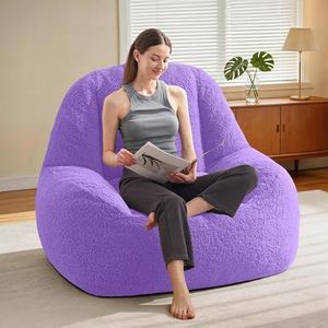 Homguava Bean Bag Chairs for Adults,Giant Beanbag Couch Adult Bean Bag Chair with Filler Included,Modern Lazy Sofa Comfy Chair for Living Room(Purple)