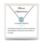 Presentski Aquamarine Necklace for Women Solitaire March Pendant Birthstone Necklaces 925 Sterling Silver