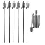 6X Silver 146cm Garden Fire Tiki Torch - Barrel - Oil Paraffin Outdoor Candle Flames Lantern Light - by Harbour Housewares