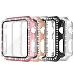 Simpeak 5 Pack Screen Protector Compatible with Apple Watch Series 3 38mm, Bling Case Replacement for iWatch Series 3 2 1, Hard Shockproof Anti-Scratch Shiny Cover, Rose Gold/Pink/Black/Silver/Clear