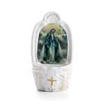 KOMI Porcelain Catholic Holy Water Font Virgin Mary Holy Water Font for Entrance of Home Church Wall Hanging Decor Great Gift for First Communion, Confirmation, or New Home, Catholic Christmas Gifts