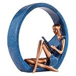 Homoyoyo Desktop Ornament Reading Girl Resin Statue Circle Reading a Book Girl Reading Sculpture Ornament Statues Sculptures for Home Office Desktop Figurine Decor Resin Figurine