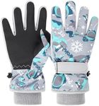 FAYHIJUN Waterproof Kids Gloves winter Cold Weather Snow Ski Bicycle Kid Glove Boys Girls Outdoor Sport (Grey, S（Age4-6）)