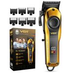 VGR VL-786 Professional Hair Clipper for Men & Salons | Cord & Cordless | Titanium Blades | LED Display | Taper Lever | 6 Guide Combs | 200 min Long Runtime | Fast Charging | 1+1 Year Warranty | Gold