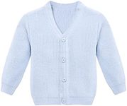 Lilax Baby Boys Basic Long Sleeve V-Neck Classic Knit Cardigan Sweater, Blue, 12-18 Months