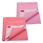 LuvLap Instadry Anti-Piling Fleece Extra Absorbent Quick Dry Sheet for baby, Baby Bed Protector, Waterproof baby sheet, Small size 70x100cm, Pack of 2, Salmon Rose & Baby Pink