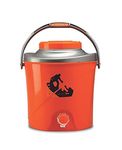 Milton Kool Stallion 10 Insulated Plastic Water Jug, 1 Piece, 9.7 litres, Orange | Food Grade | Easy to Carry | BPA Free | Ideal for Travel | Picnic | Homes | Office | Shops | Clinics