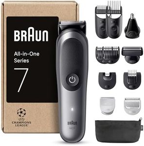 Braun All-in-One Series 7 Grooming Kit, 12in1, ProBlade & AutoSense, 120 Min, SkinGuard & Beard Fading, AquaGrip for Under Water Use, AIO7545, Grey
