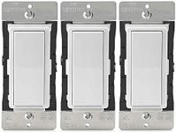 Leviton D215S-1BW Decora Smart Wi-Fi, No Hub Required (2nd Gen) 15A Light Switch 3-Pack