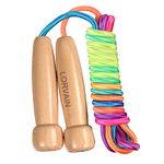 Jump Rope for Kids, Lorvain Adjustable Kids Jump Ropes for Girls Boys Toddler Fitness, Cotton Skipping Rope with Wooden Handle for Outdoor Fun Activities Exercise - Rainbow