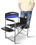 KingCamp Oversized Directors Camping Chairs for Adults, Up to 180 kg (400 lbs) Heavy Duty Folding Directors Chair, Portable Outdoor Camping Chair with Side Table & Pockets, Padded Armrests, Blue