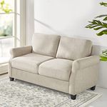 Zinus Traditional Upholstered 56in Sofa Couch/Loveseat, Beige Weave