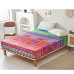 Boho Fitted Sheet King Size Bohemian Bed Sheet Soft Microfiber Sheet with Extra Deep Pocket for Home Decor (150 x 200 + 35 cm)