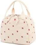 Insulated Lunch Bag for Kids & Women, Strawberry White Lunch Bag for Women, Children's Lunch Bag for School, Boite a Lunch Femme Cooler Bag Insulated Leakproof Womens Lunch Bag for Work, School, BBQ