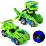 Dinosaur Transforming Car Electric Dinosaur Toys Automatic Transforming Dinosaur Car with Flashing Lights and Sound for 3-7 Years Old Boys Girls Dinosaur Vehicles Toy for Kids