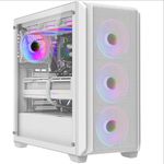 iONZ KZ10W PC Gaming Case, ATX - High Airflow Mesh, Tempered Glass - 4 RGB 120mm Fans - White V2