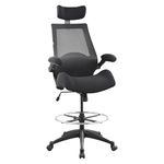 BOLISS 400lbs High Back Computer Office Drafting Chair Flip up Armrests Lumbar Support Adjustable Big Footrest Ring(Black)