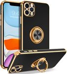 BENTOBEN Compatible with iPhone 11 Pro Case with 360° Ring Holder, Shockproof Slim Kickstand Magnetic Support Car Mount Women Men Protective Phone Case for iPhone 11 Pro 5.8 inch, Black/Gold