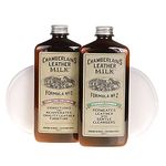 Leather Milk Leather Furniture Cleaner & Conditioner Kit (2 Bottle Furniture Care Set) - Straight Cleaner No. 2 + Furniture Treatment No. 5 - All Natural, Non-Toxic. Made in USA. W/ 2 Restoration Pads