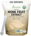 Durelife Organic 100% Pure Monk Fruit sweetener, No Erythritol, Monkfruit Extract Powder, USDA organic NON-GMO Project Verified, Keto Certified, OU kosher No Fillers Zero Calorie Sugar Substitute 5 OZ