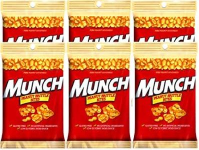 NEW Munch Pure Peanut Goodness Brittle Bites- 4.0 Oz. On The Go Bag (6)