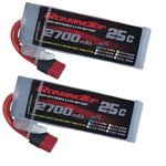 ROARINGTOP 2S Lipo Battery 7.4v 2700mah RC Lipo Batteries 25C with Deans T Plug Compatible with WLtoys 104009/104002/104072/124017/124018 1:10 1:12 RC Car Truck Truggy