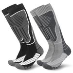 KOOOGEAR Merino Wool Ski Socks for Men's Size 9-12 Warm Winter Outdoor Hiking Sports skiing Socks 2 Pairs （Grey + Dark Grey）